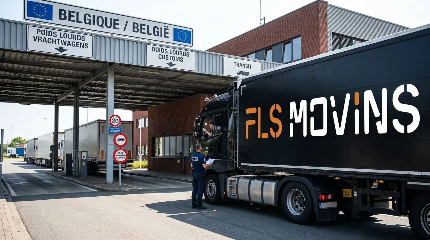 Camion FLS Moving chargé de cartons pour un déménagement international en Europe