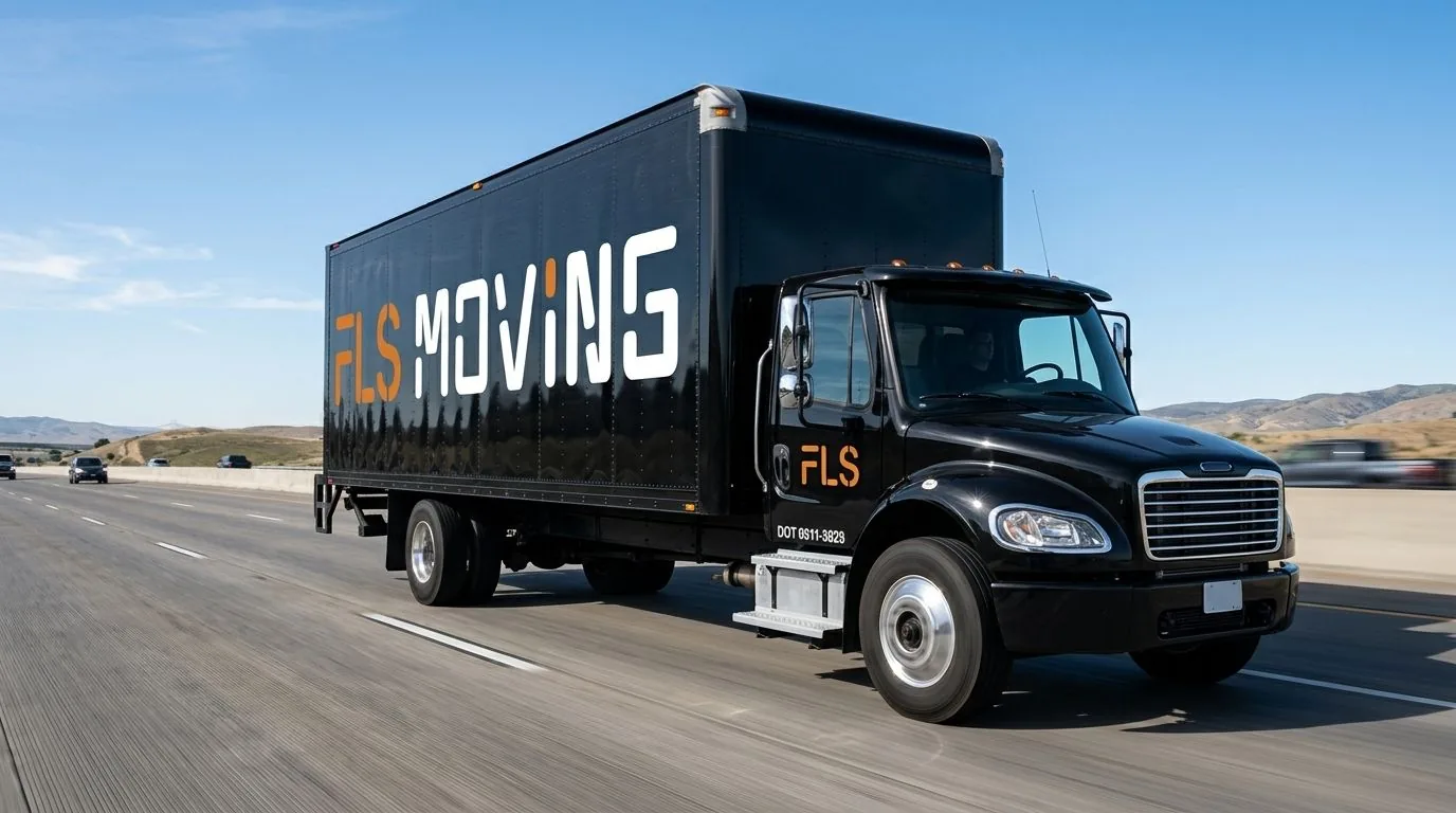Camion FLS Moving prêt pour un trajet de déménagement international